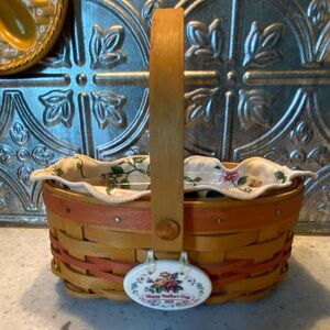 1999 Longaberger Mother's Day Tea for Two Basket, Liner & Protector